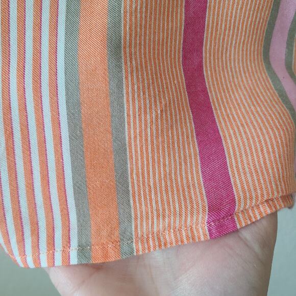 Dolan Left Coast Coastal Shirt Sz‎ Large Linen Maritime Preppy Striped Hi Low - Picture 5 of 11